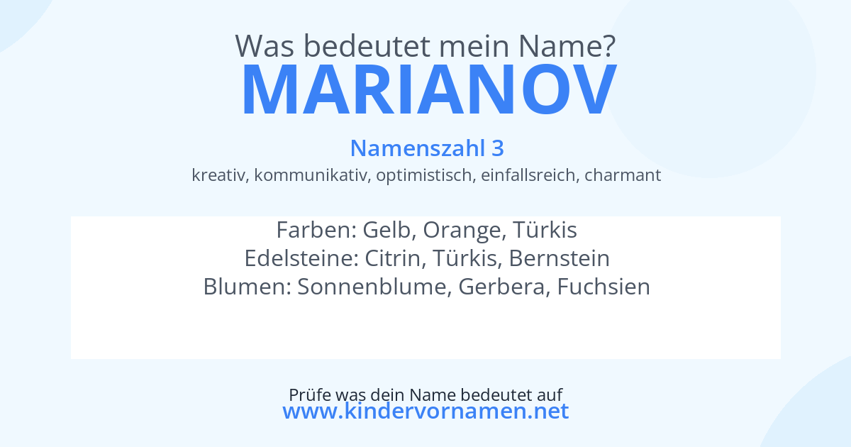 Was bedeutet der Name Marianov?