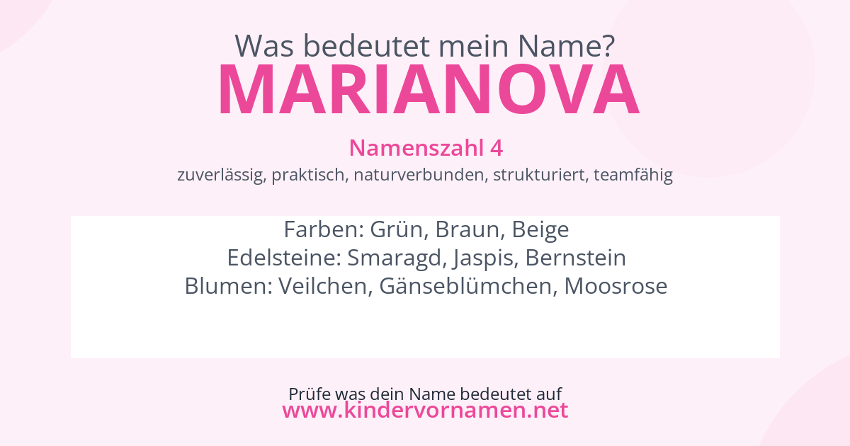 Was bedeutet der Name Marianova?