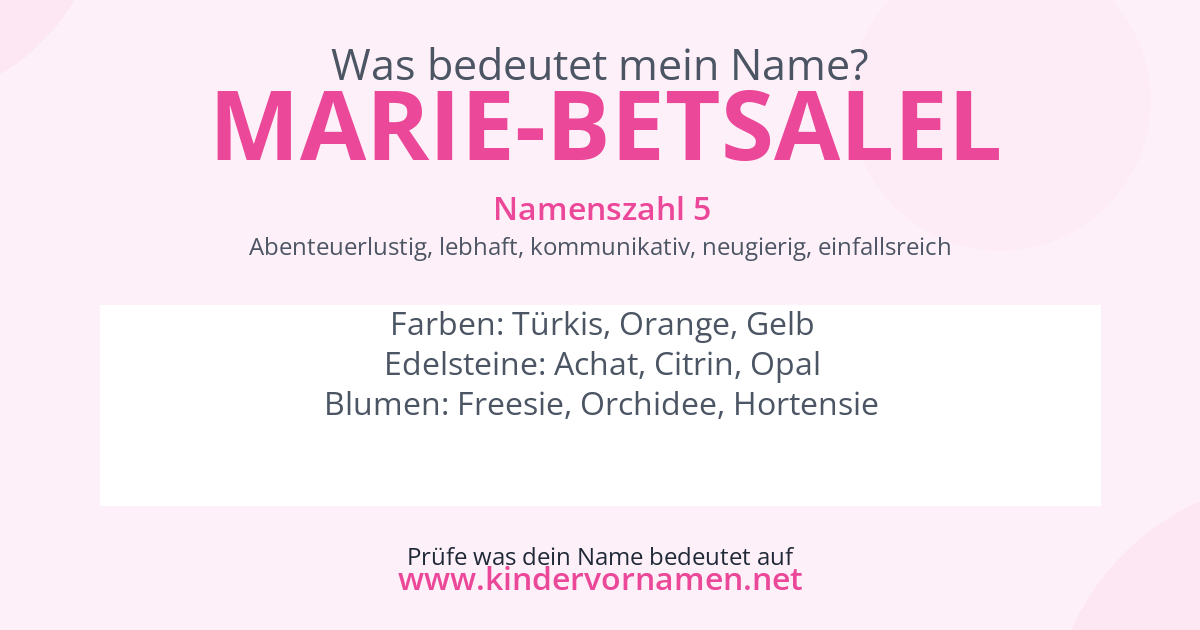 Was bedeutet der Name Marie-Betsalel?