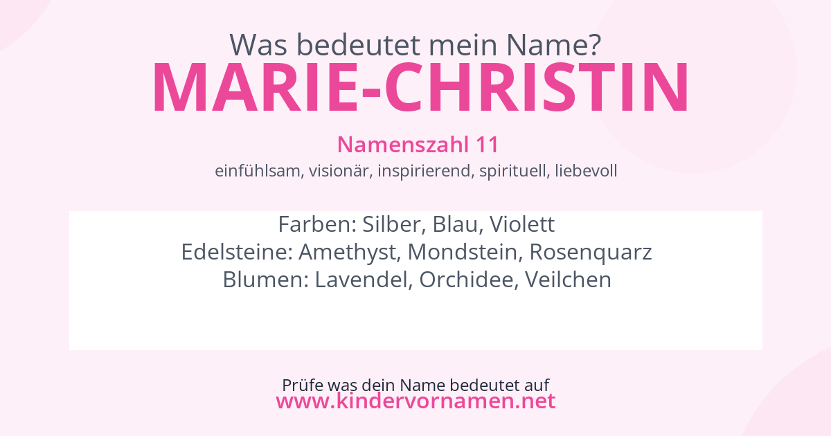 Was bedeutet der Name Marie-Christin?
