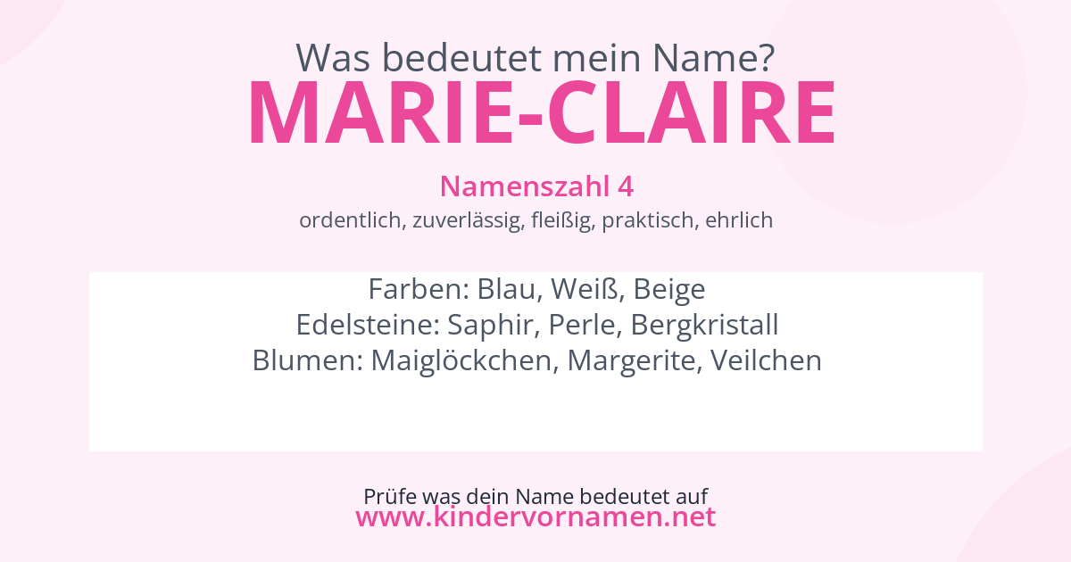 Was bedeutet der Name Marie-Claire?