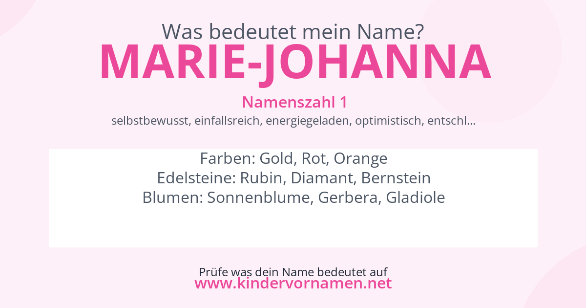 Was bedeutet der Name Marie-Johanna?
