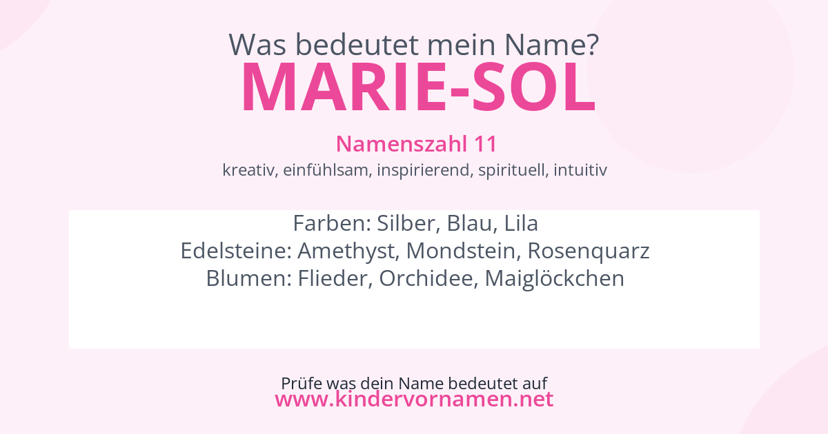 Was bedeutet der Name Marie-Sol?