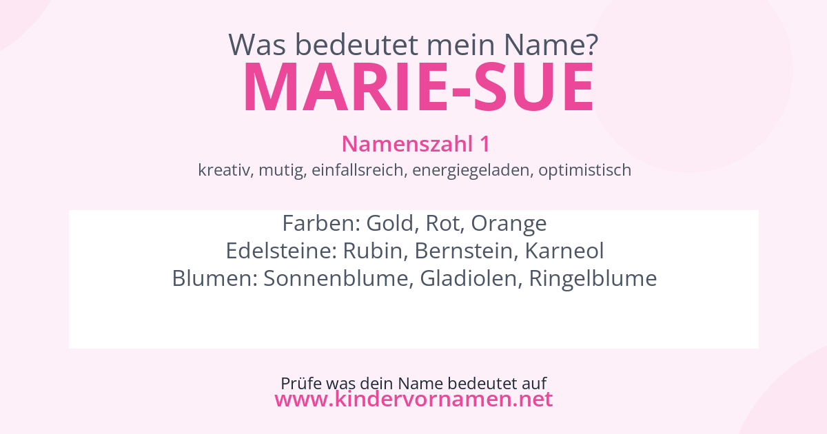 Was bedeutet der Name Marie-Sue?