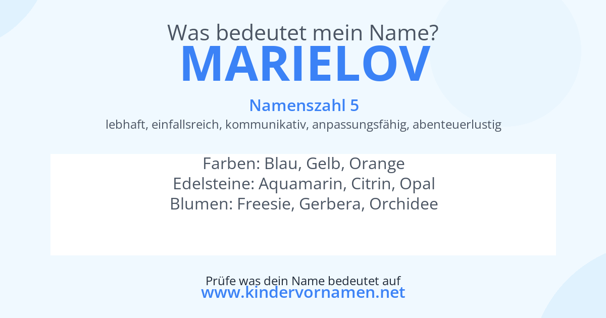 Was bedeutet der Name Marielov?