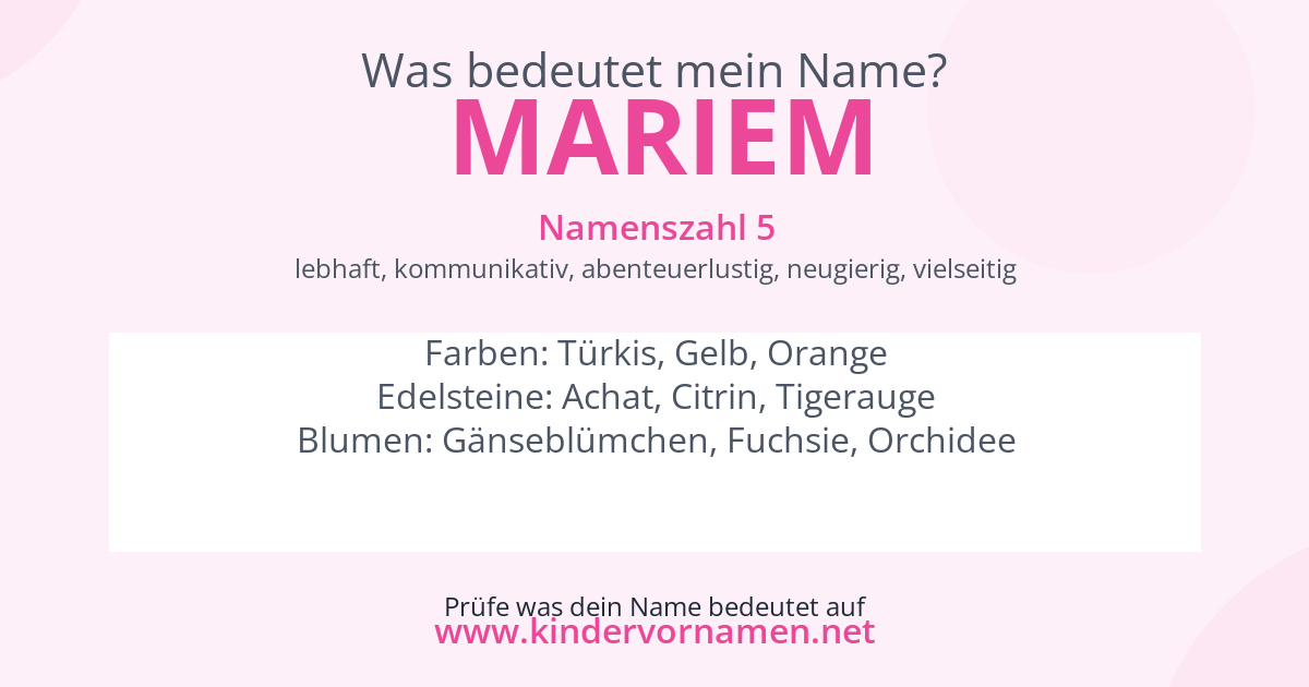 Was bedeutet der Name Mariem?