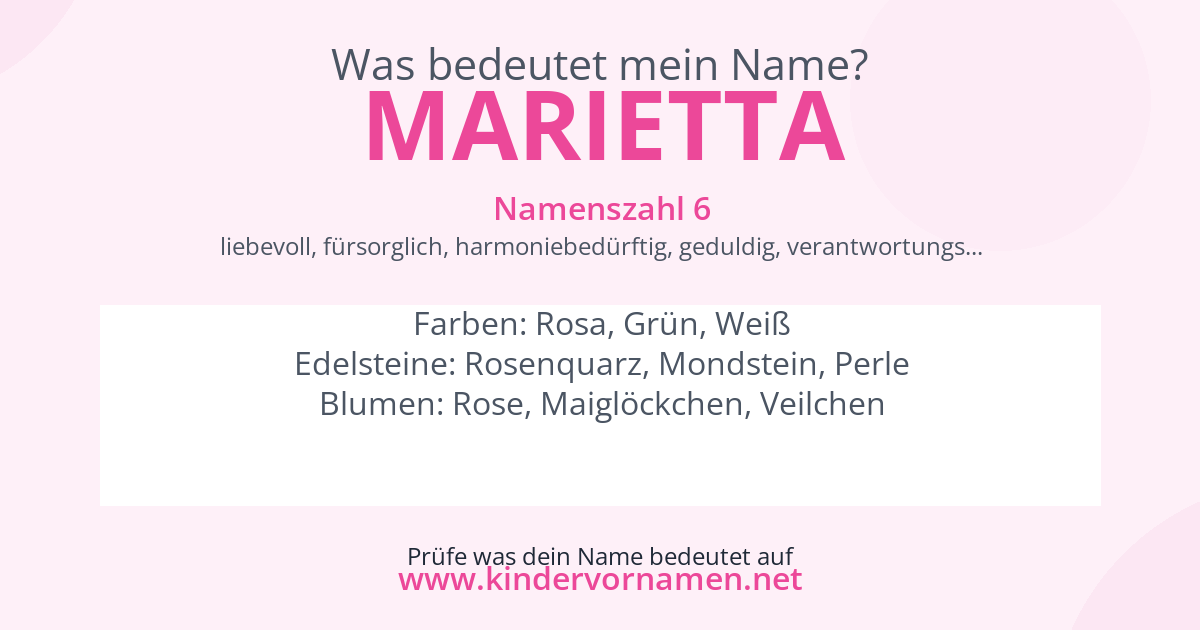 Was bedeutet der Name Marietta?