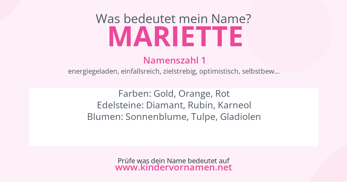 Was bedeutet der Name Mariette?