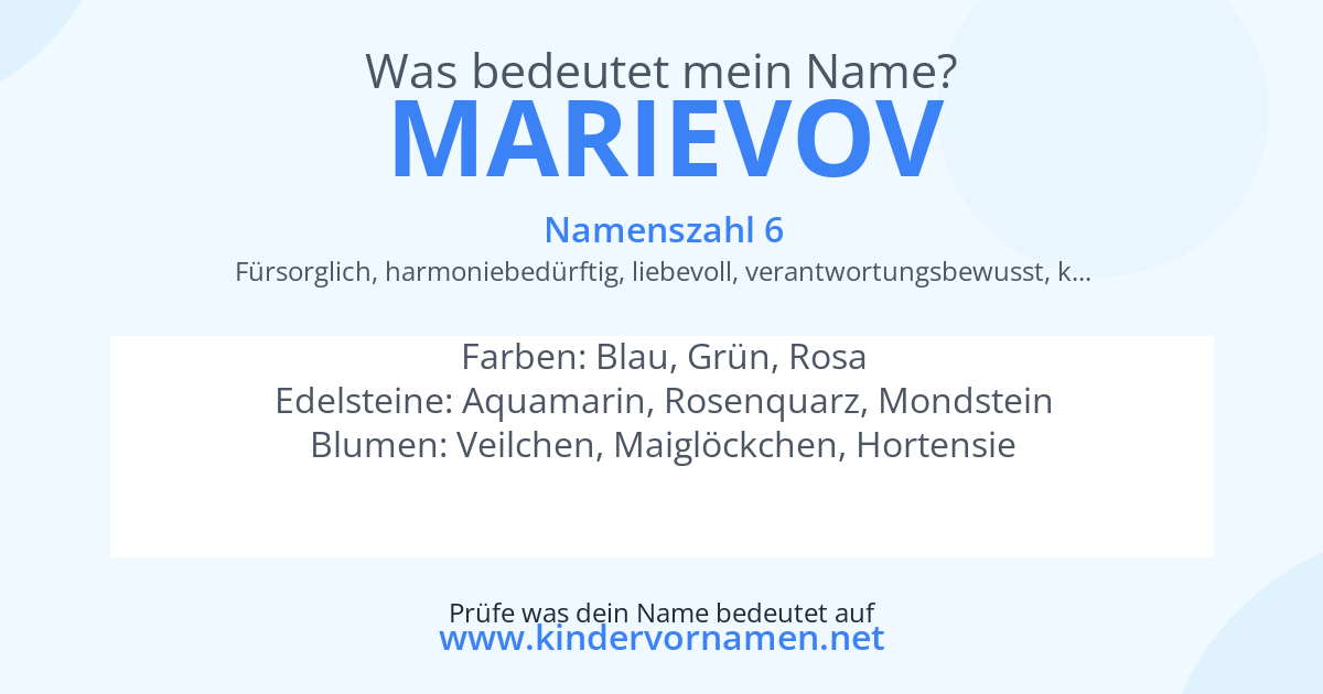 Was bedeutet der Name Marievov?