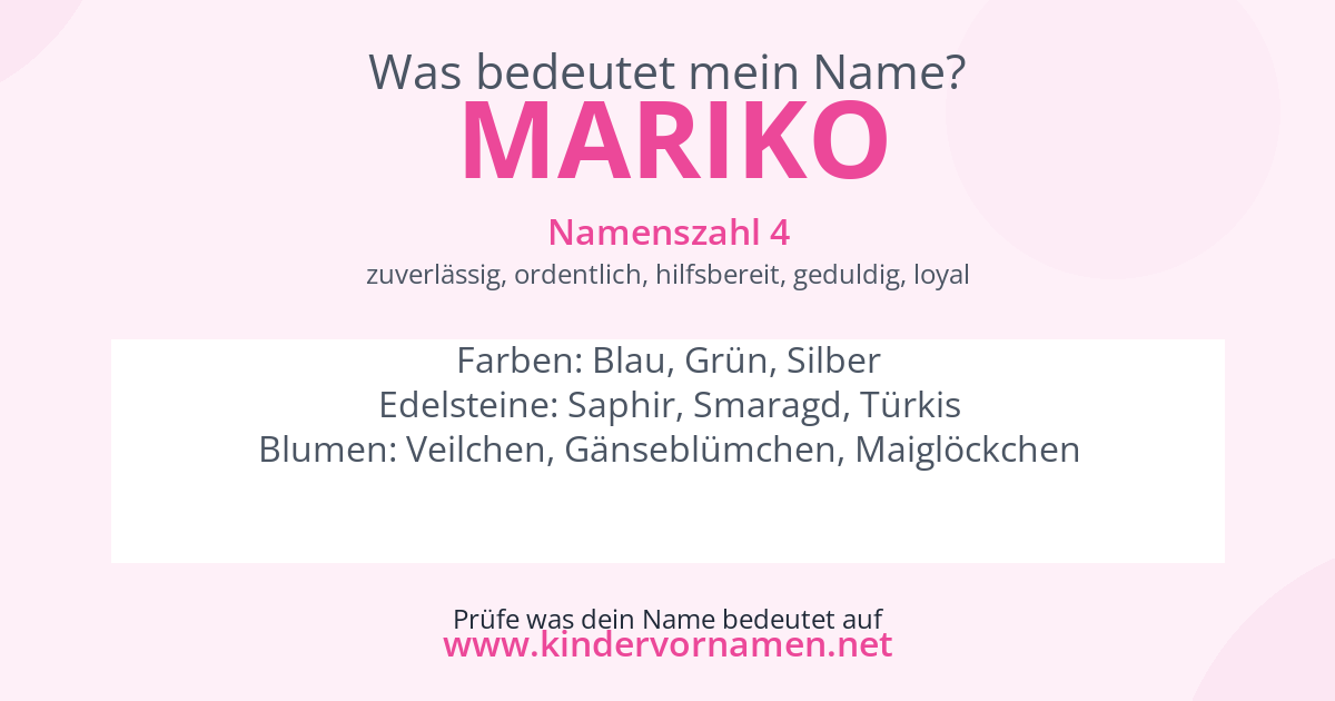 Was bedeutet der Name Mariko?