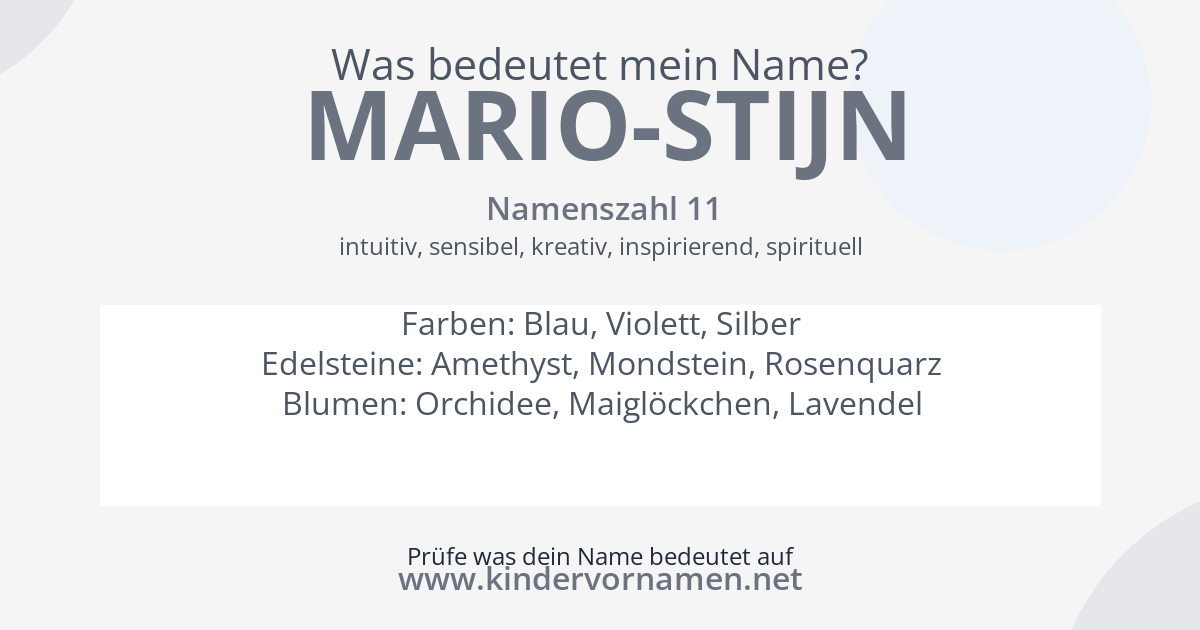 Was bedeutet der Name Mario-Stijn?
