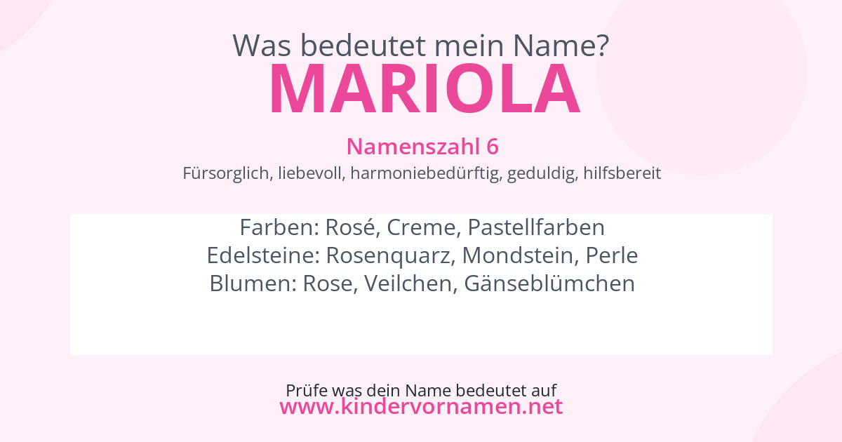 Was bedeutet der Name Mariola?