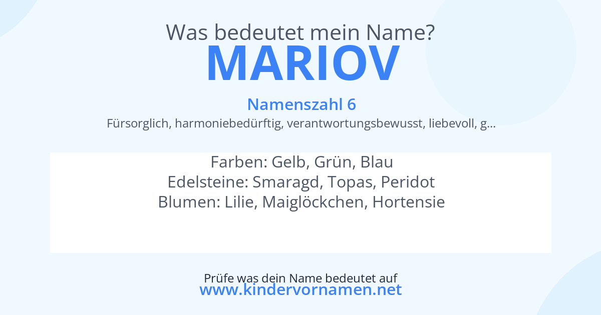 Was bedeutet der Name Mariov?
