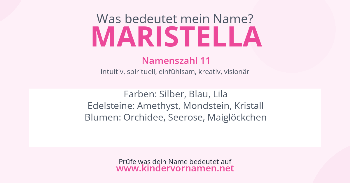 Was bedeutet der Name Maristella?