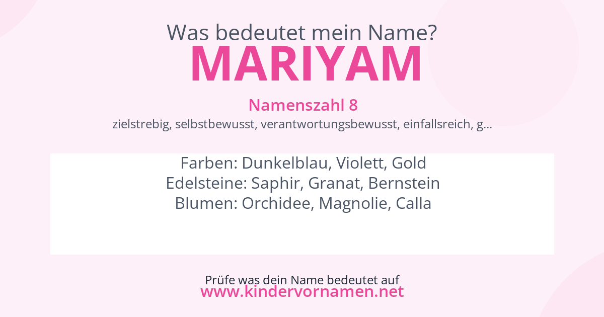 Was bedeutet der Name Mariyam?