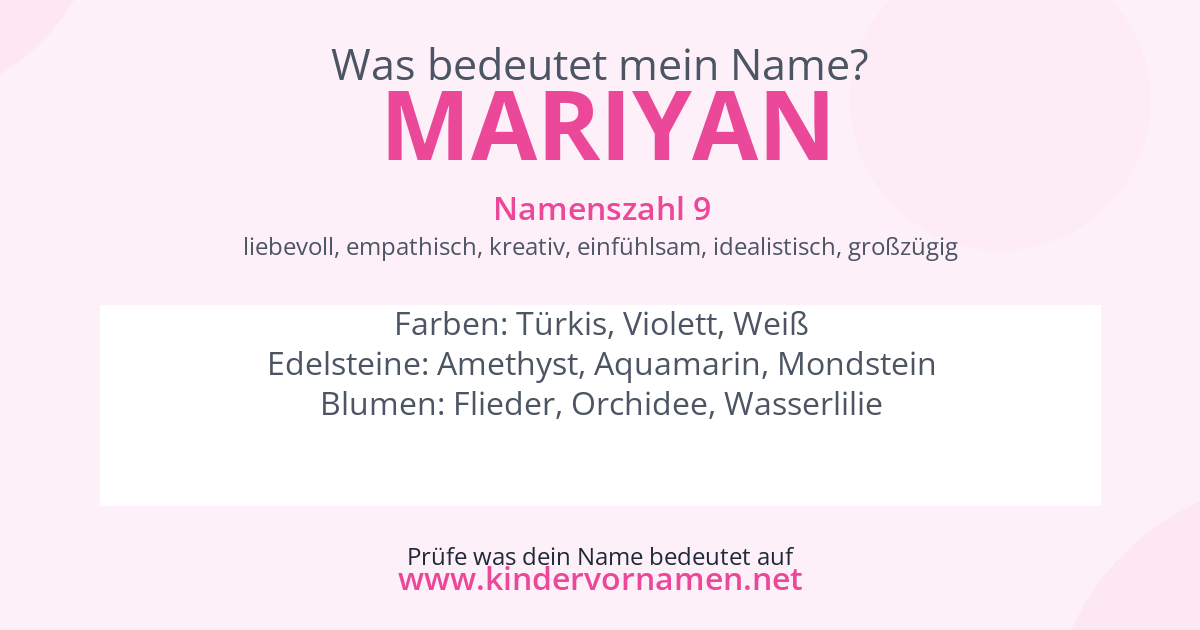 Was bedeutet der Name Mariyan?