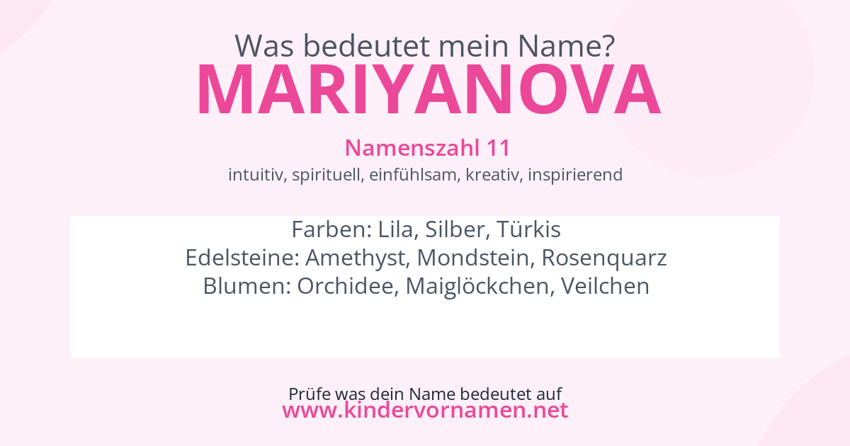 Was bedeutet der Name Mariyanova?