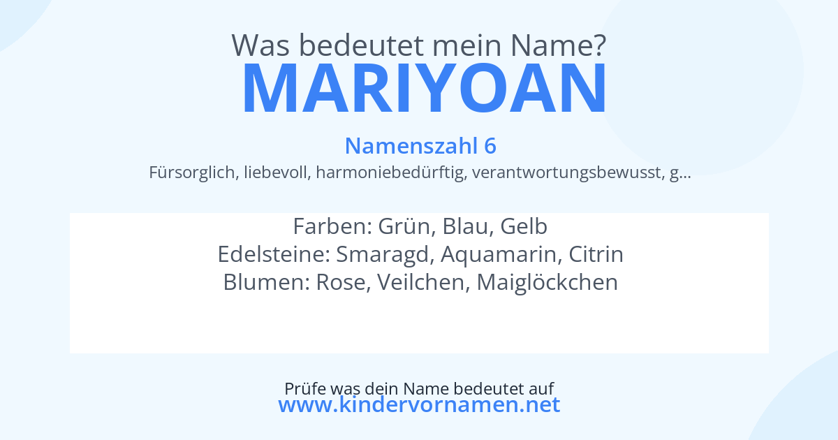 Was bedeutet der Name Mariyoan?