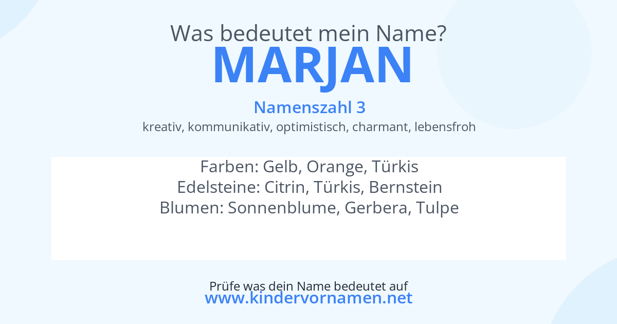 Was bedeutet der Name Marjan?
