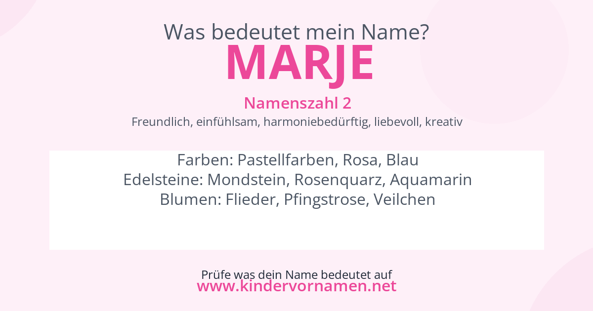 Was bedeutet der Name Marje?