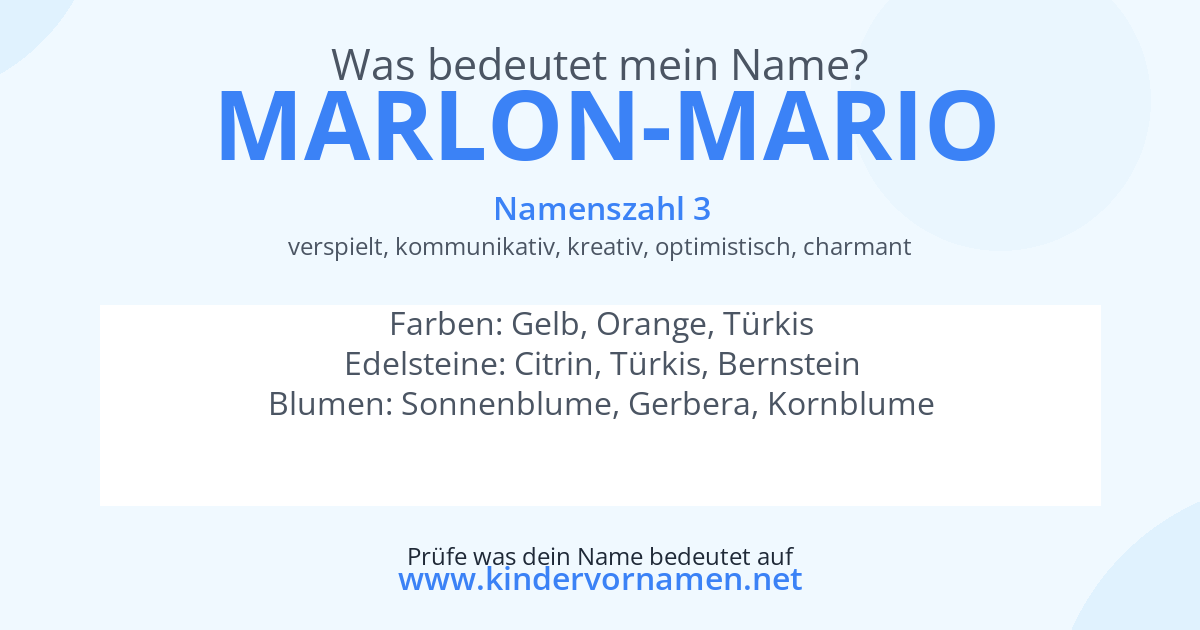Was bedeutet der Name Marlon-Mario?