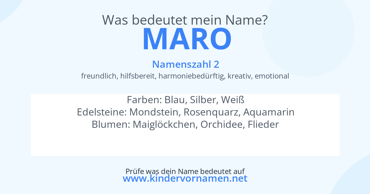 Was bedeutet der Name Maro?