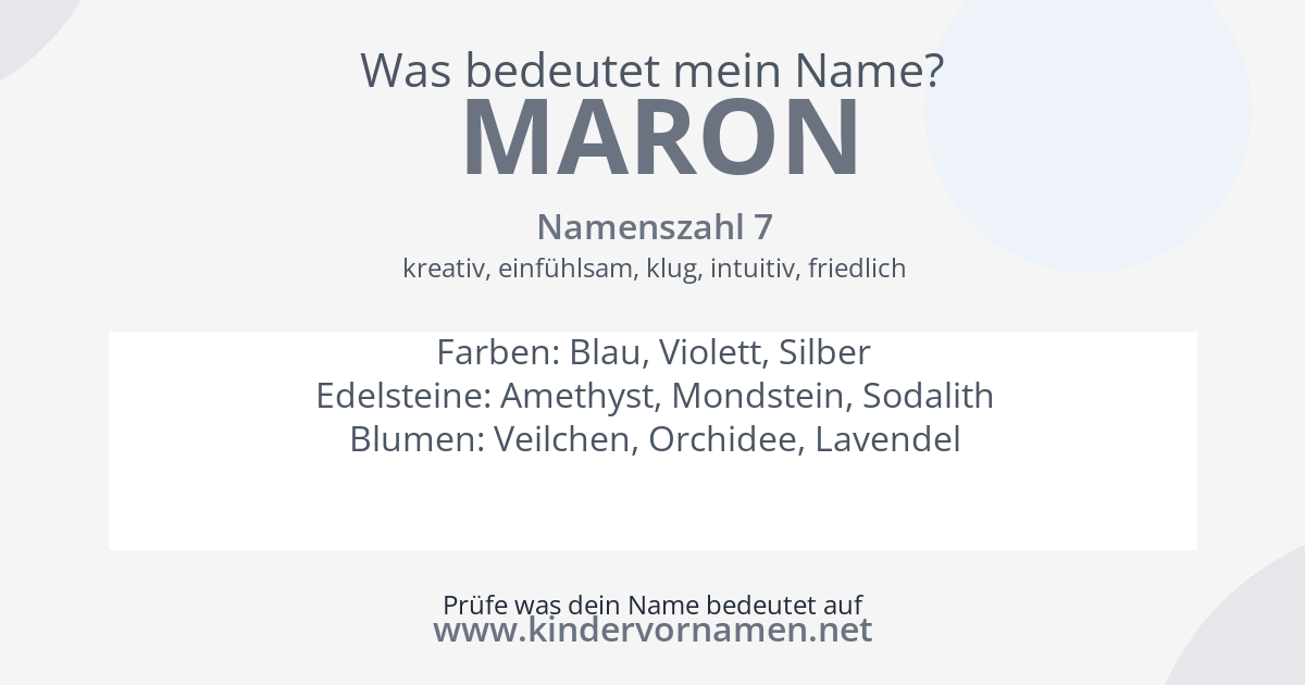 Was bedeutet der Name Maron?