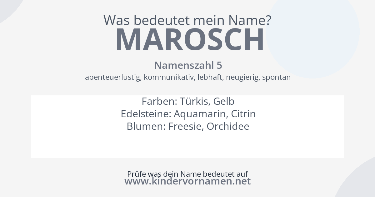 Was bedeutet der Name Marosch?