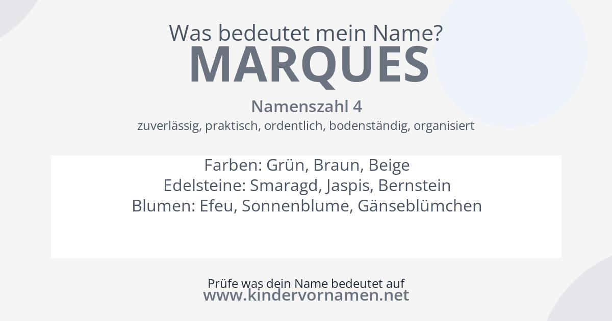 Was bedeutet der Name Marques?