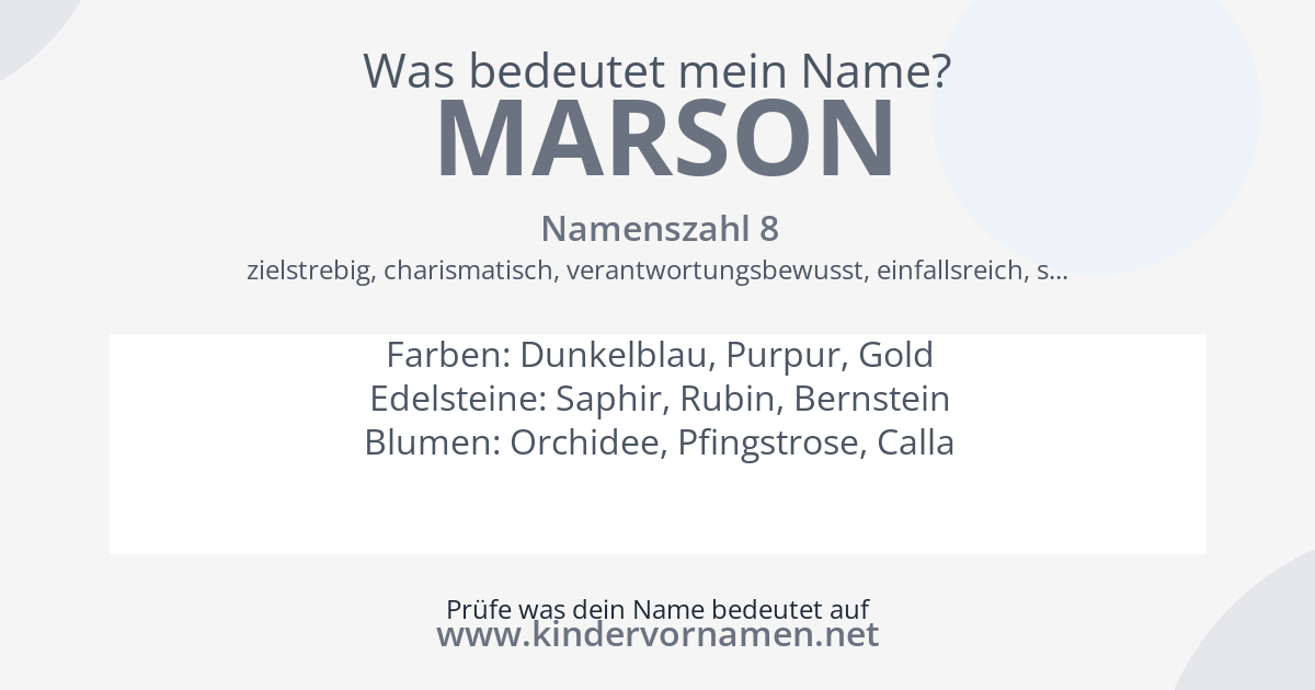 Was bedeutet der Name Marson?