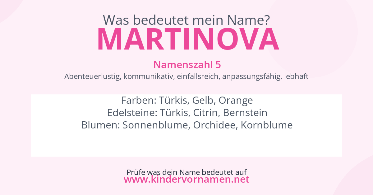 Was bedeutet der Name Martinova?