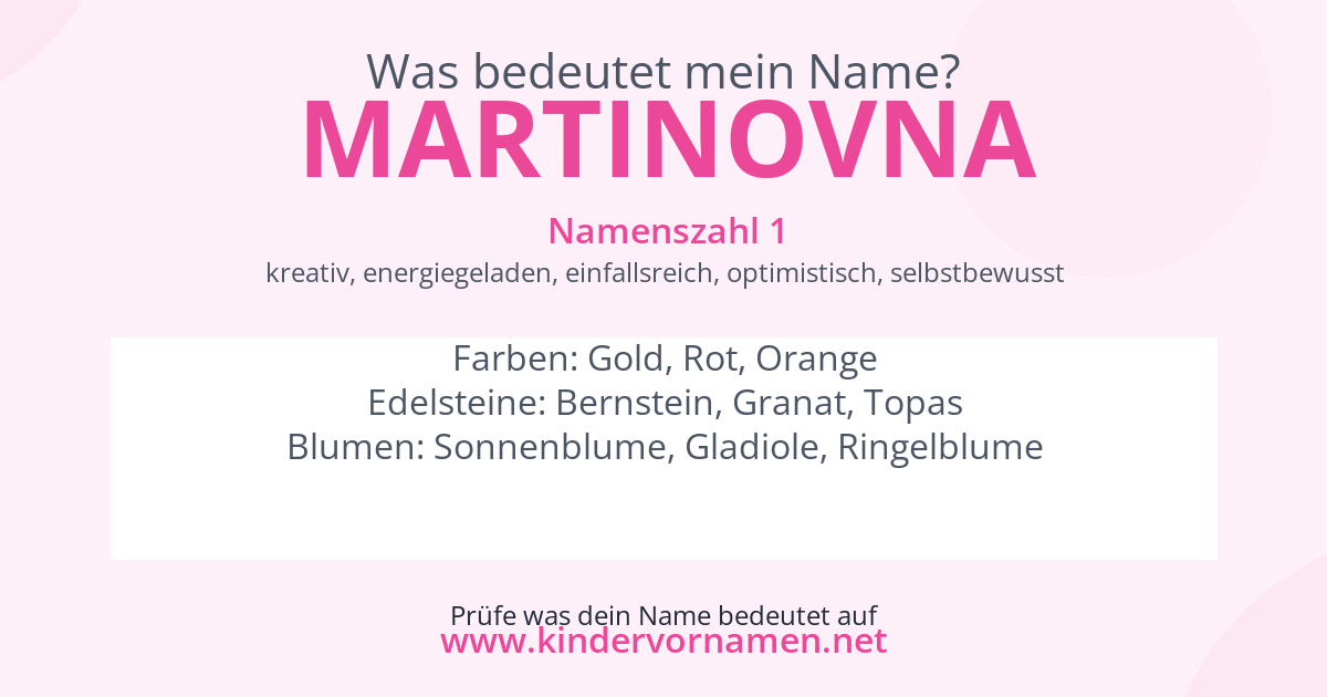Was bedeutet der Name Martinovna?