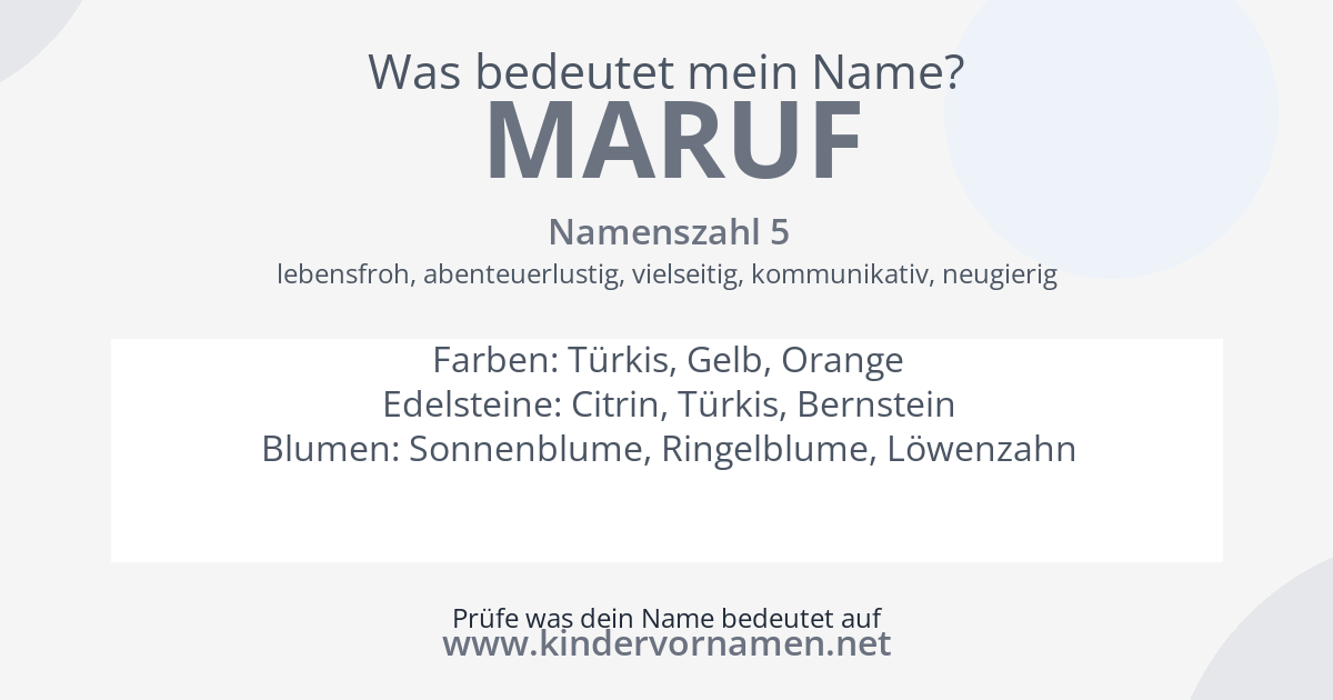 Was bedeutet der Name Maruf?