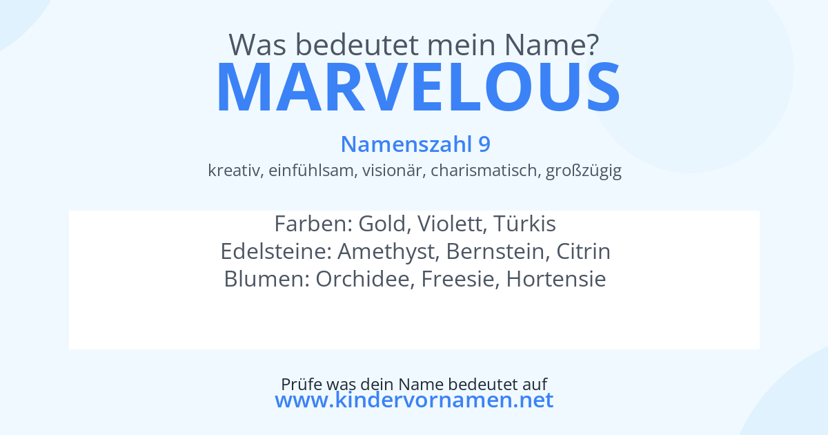 Was bedeutet der Name Marvelous?