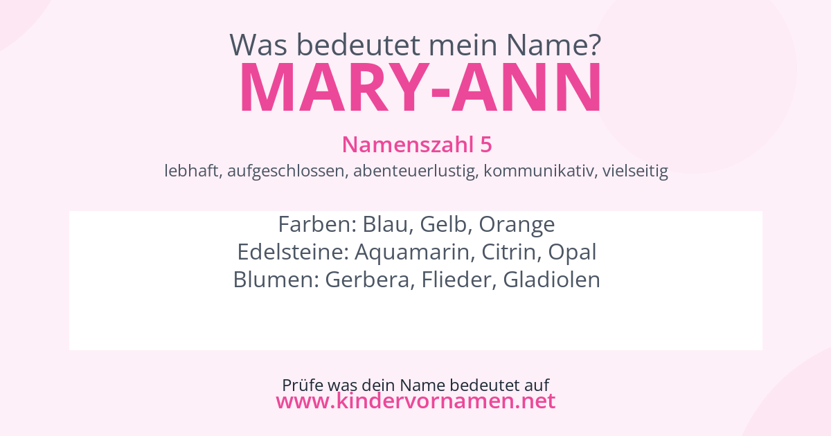 Was bedeutet der Name Mary-Ann?