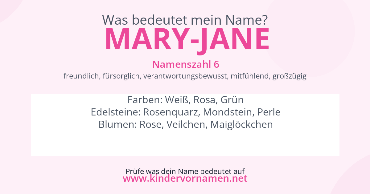 Was bedeutet der Name Mary-Jane?