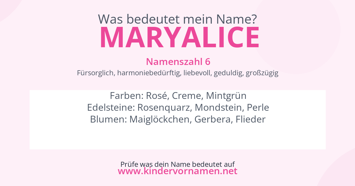 Was bedeutet der Name Maryalice?