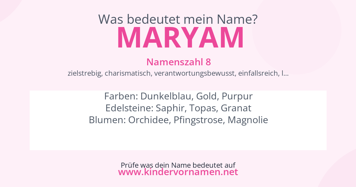 Was bedeutet der Name Maryam?