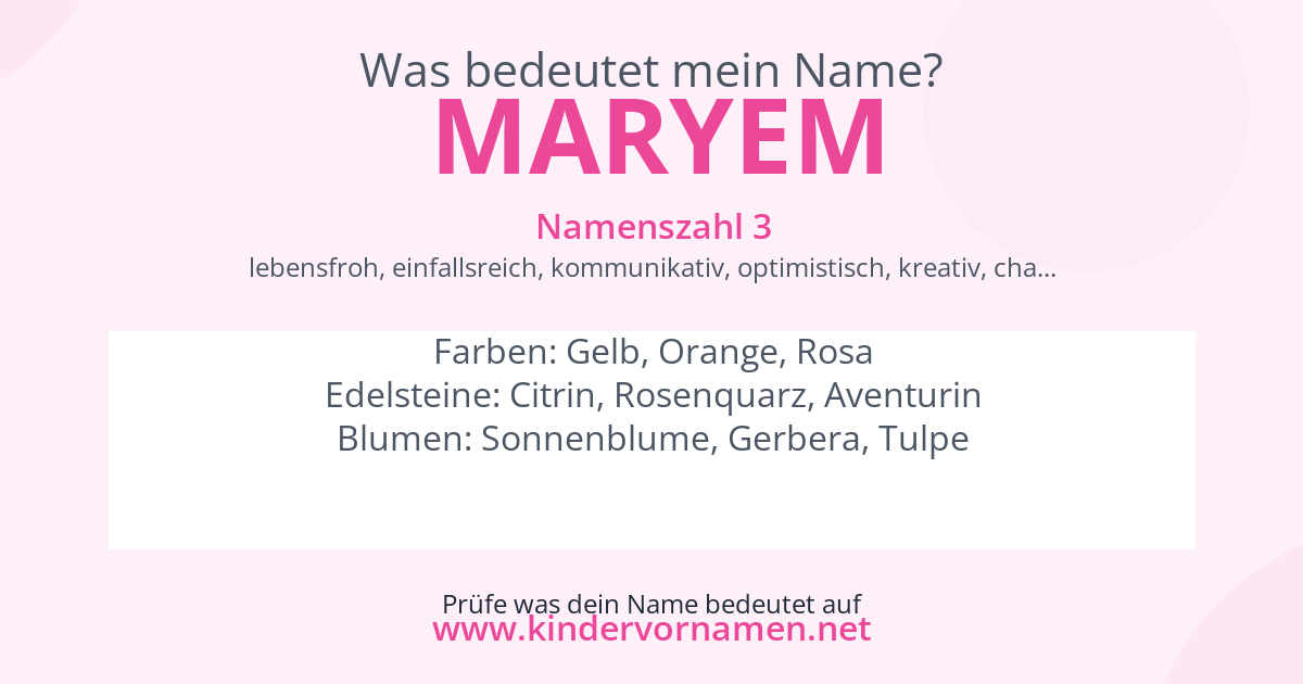 Was bedeutet der Name Maryem?