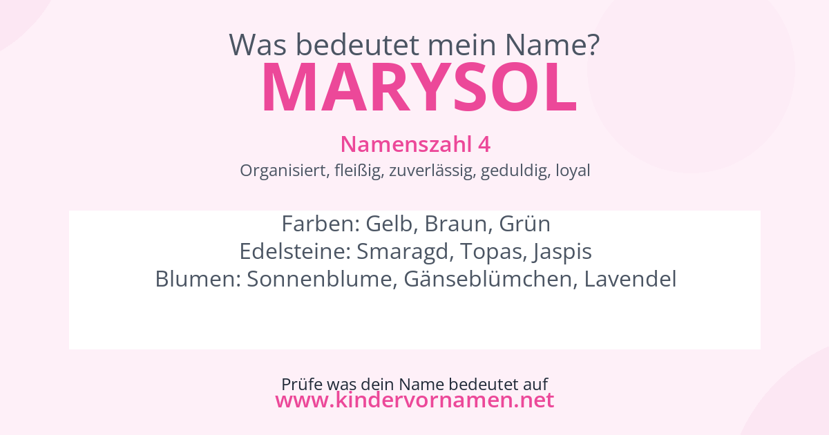 Was bedeutet der Name Marysol?