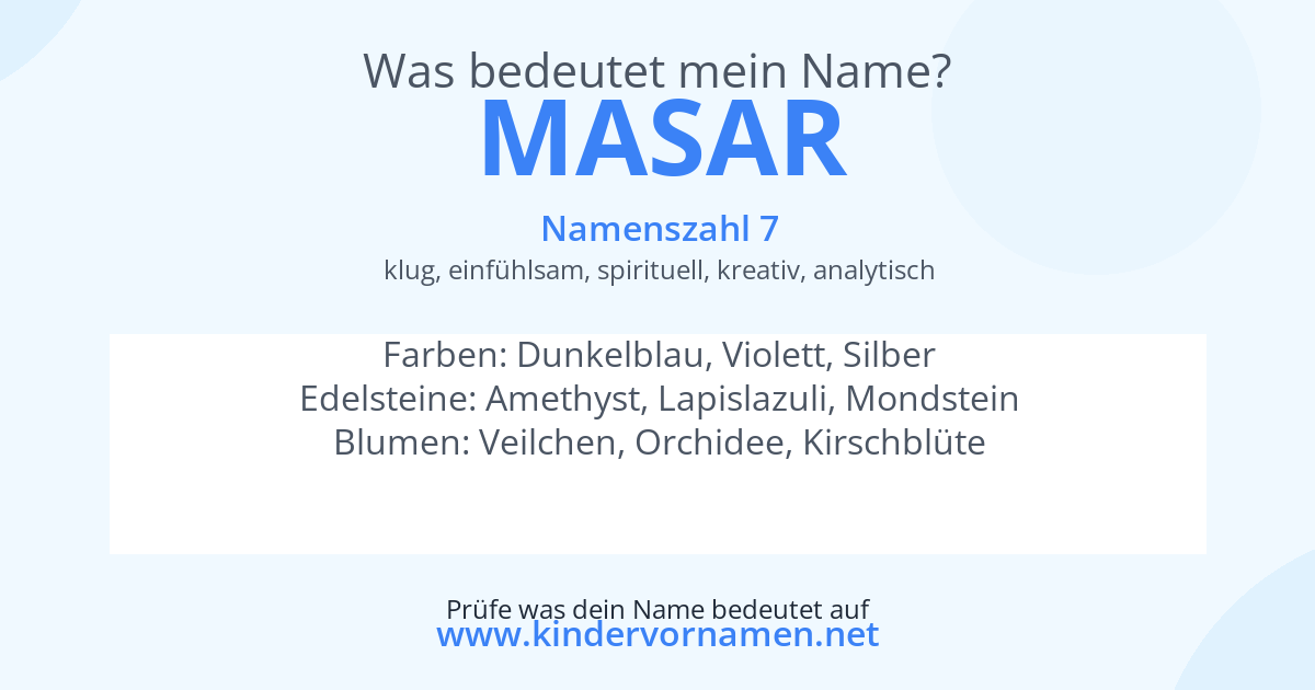 Was bedeutet der Name Masar?