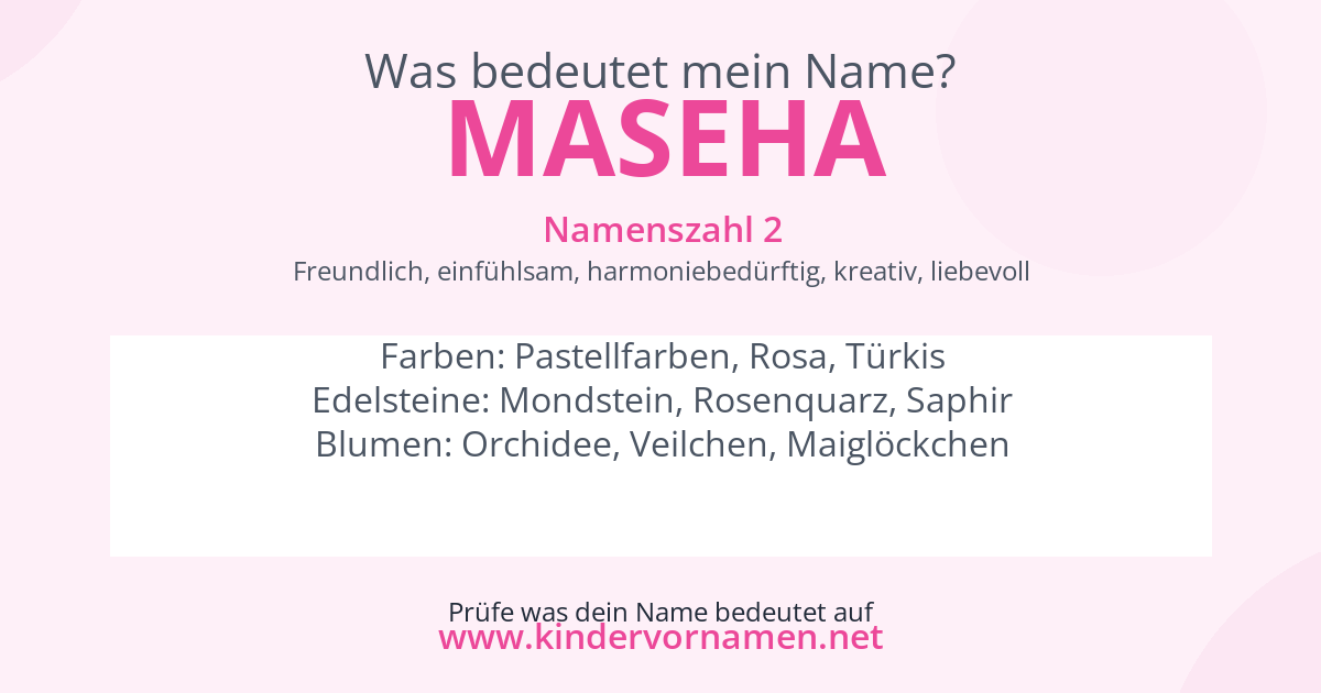 Was bedeutet der Name Maseha?