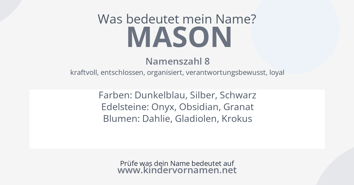 Was bedeutet der Name Mason?