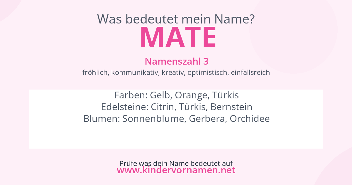 Was bedeutet der Name Mate?