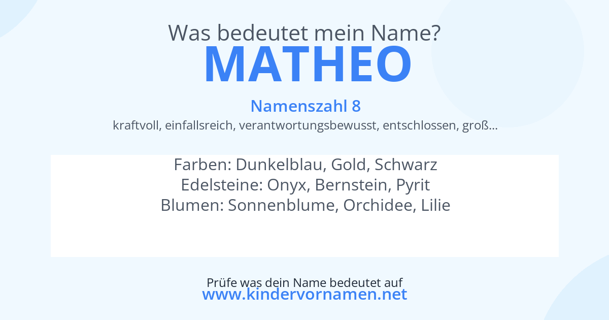 Was bedeutet der Name Matheo?