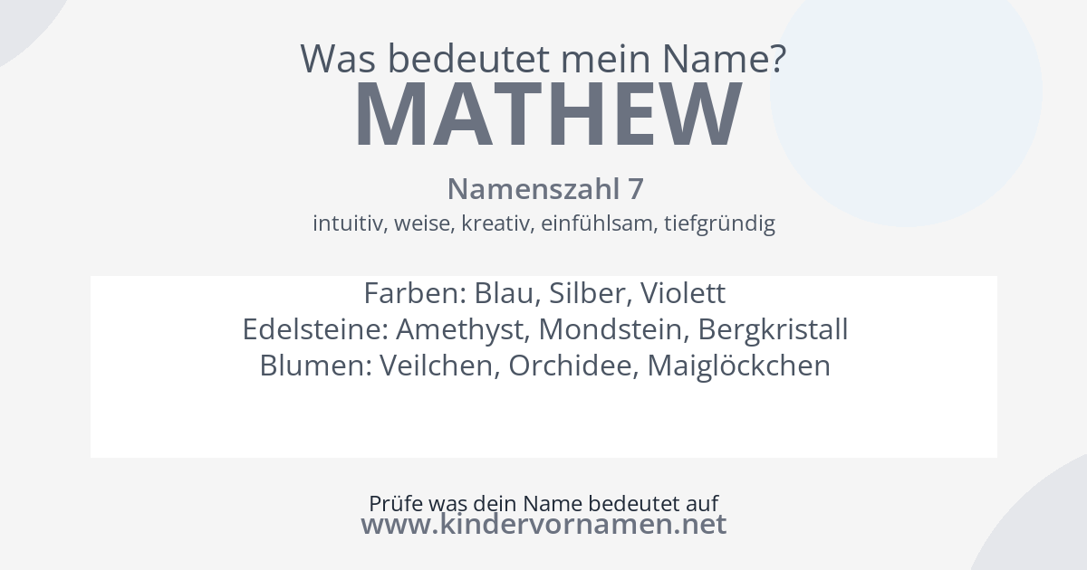 Was bedeutet der Name Mathew?