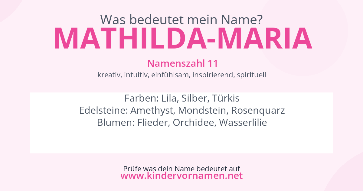 Was bedeutet der Name Mathilda-Maria?