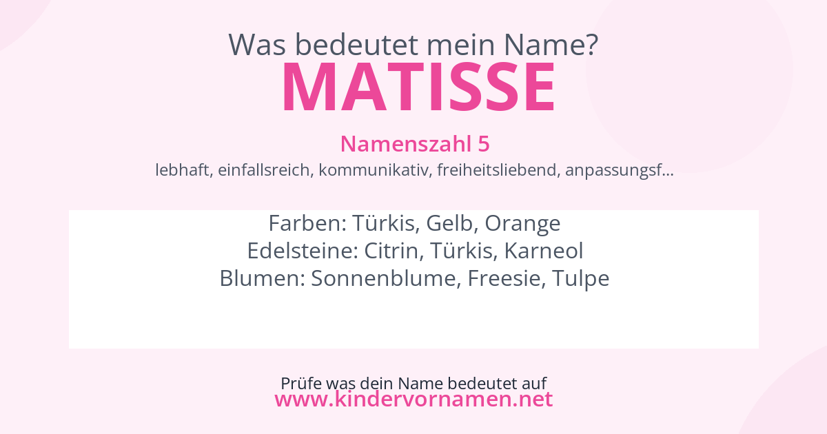 Was bedeutet der Name Matisse?