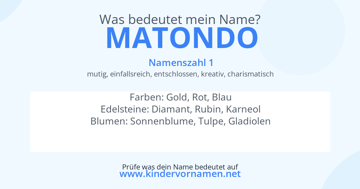 Was bedeutet der Name Matondo?