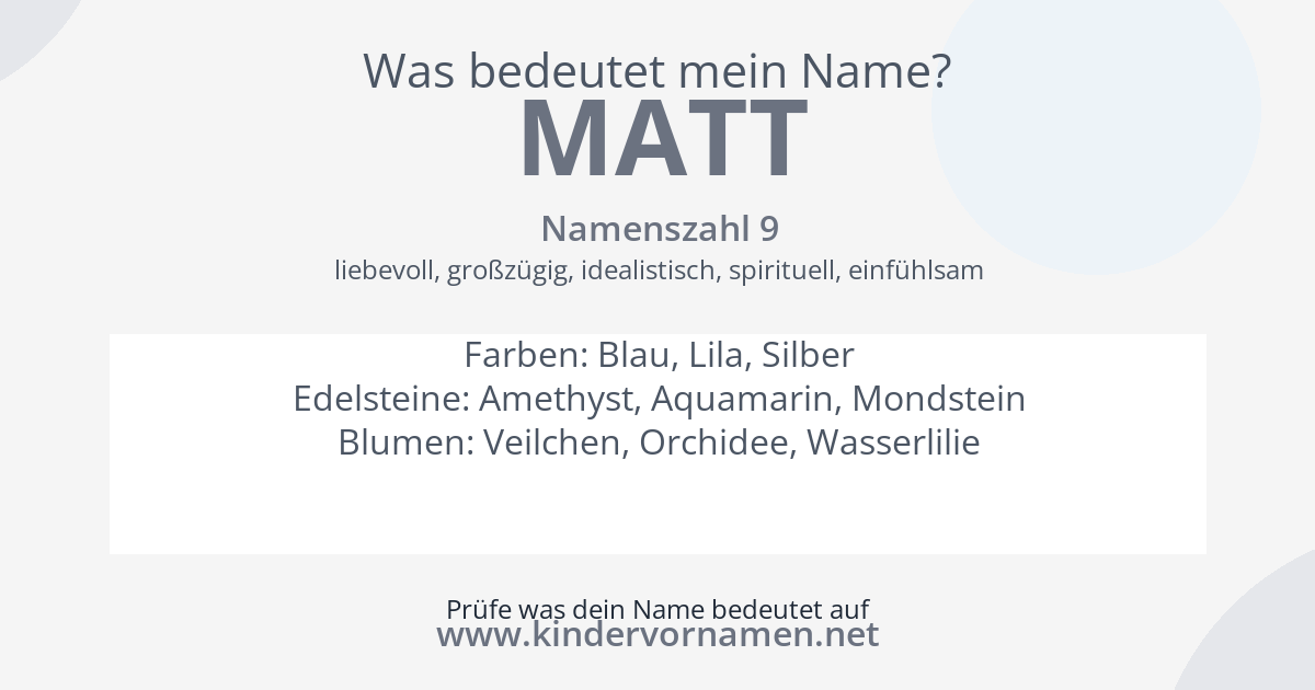 Was bedeutet der Name Matt?